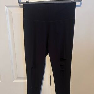 Aerie distressed Black leggings - size large - 7/8 length